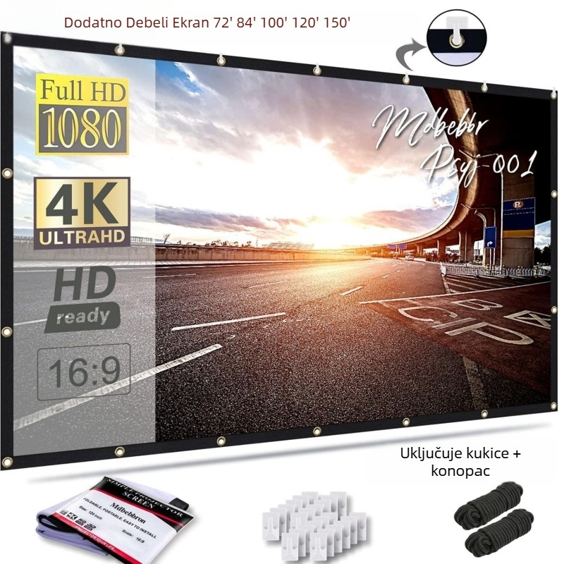 Projektorski zaslon, prijenosni sklopivi, model JYY-100, težina 660, snaga 0, marka Independent, razina energetske učinkovitosti 100