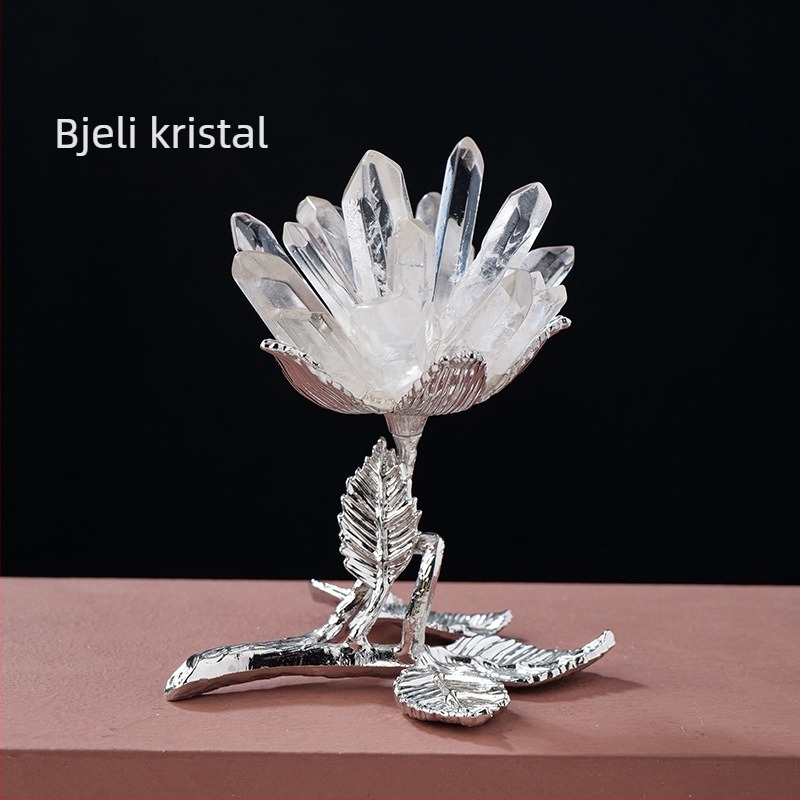 Kristalno stablo s cvjetnim klasterom, ručna izrada, geometrijski stil, Apeng Crystal Crafts