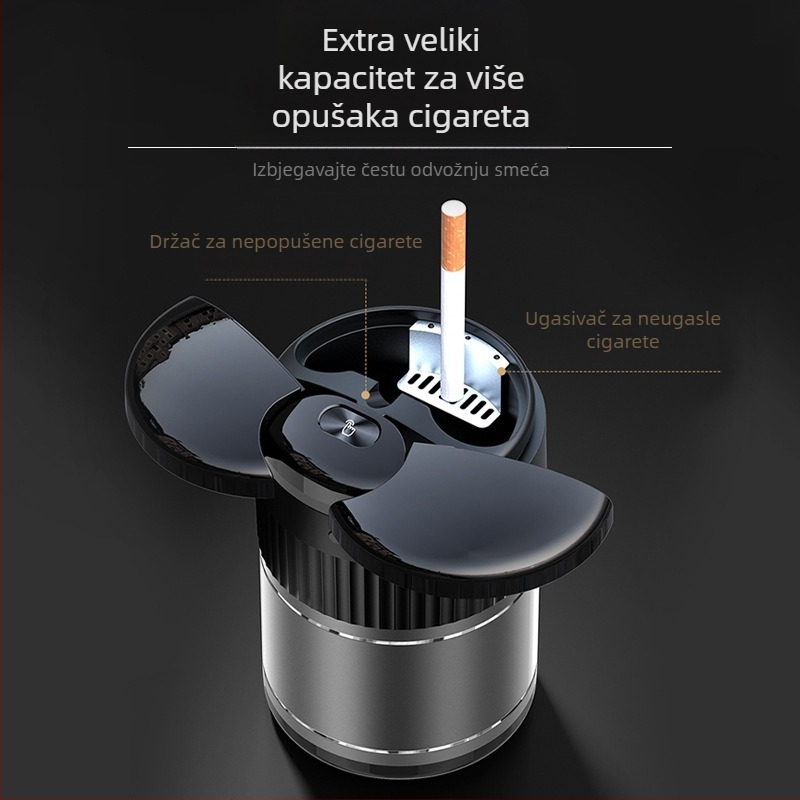 Auto pepeljara s infracrvenim senzorom i automatskim otvaranjem poklopca, metalno unutarnje kućište, model A70, 0,23 kg