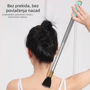 Česaljka za svrbež od nehrđajućeg čelika, teleskopska dvostruka šipka, protiv rotacije, za leđa