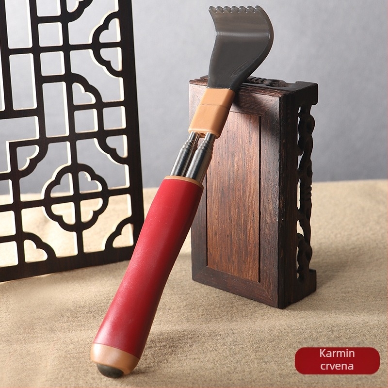 Česaljka za svrbež od nehrđajućeg čelika, teleskopska dvostruka šipka, protiv rotacije, za leđa