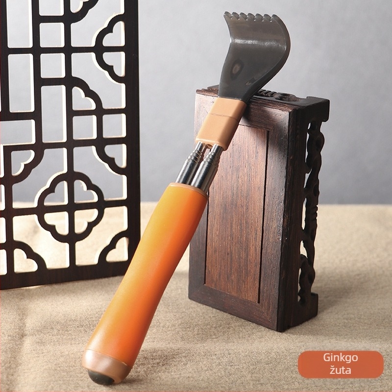 Česaljka za svrbež od nehrđajućeg čelika, teleskopska dvostruka šipka, protiv rotacije, za leđa