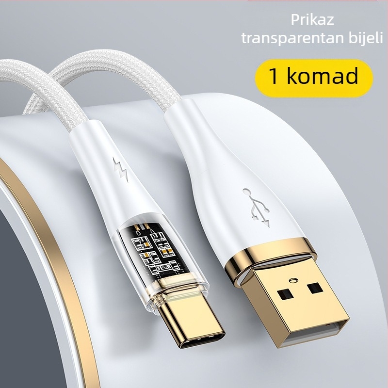 Type-C opleteni kabel za brzo punjenje, 100W, jednokatni konektor, za Huawei/Honor Android telefone