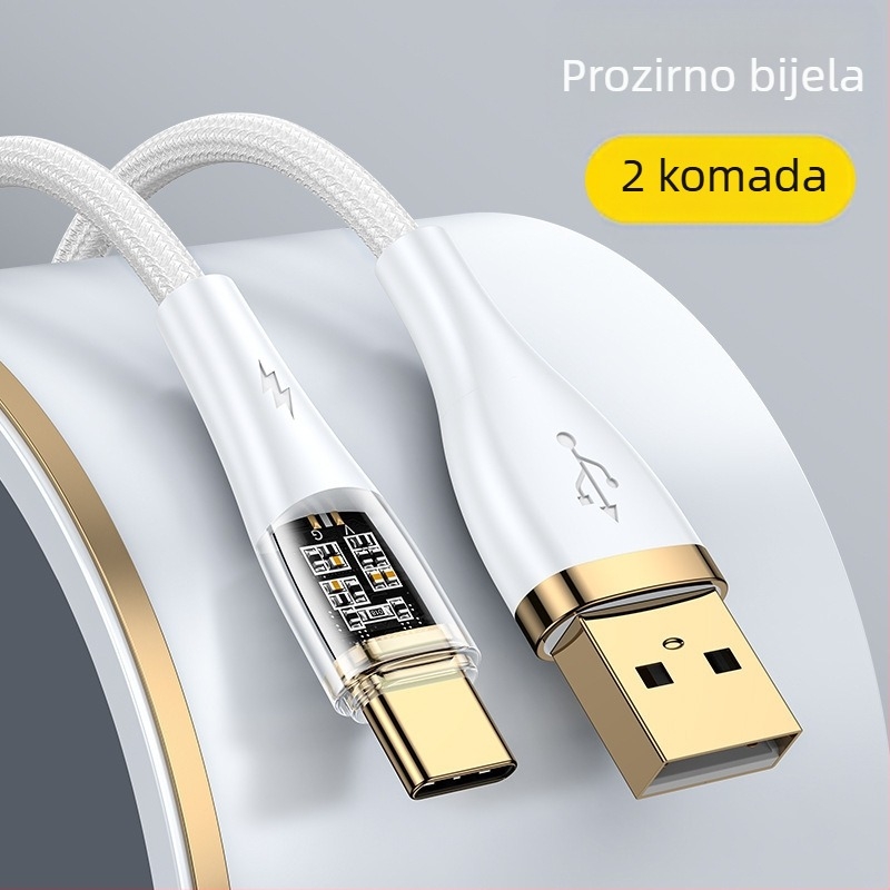 Type-C opleteni kabel za brzo punjenje, 100W, jednokatni konektor, za Huawei/Honor Android telefone