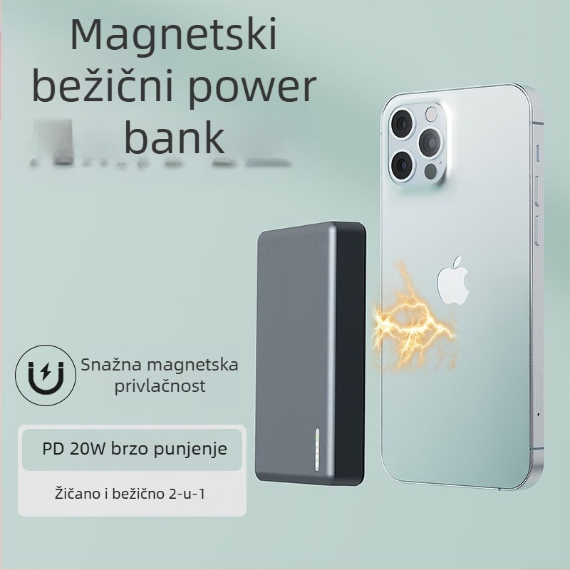 Magnetska bežična Power Bank PD3.0 20W 10000mAh aluminijsko kućište Model MH805