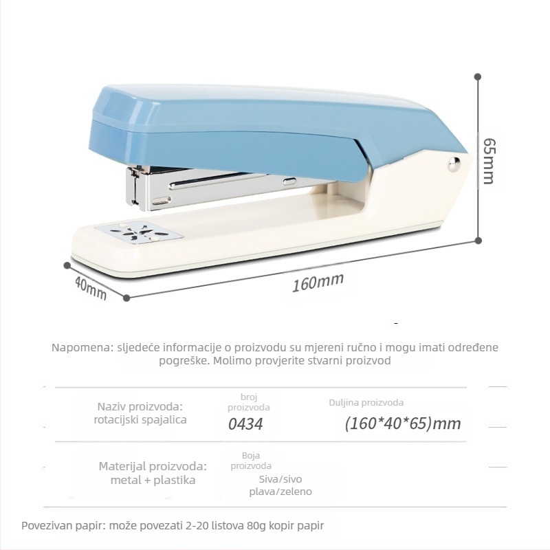 Deli 0434 okretni spajalica za učenike, ojačana konstrukcija, No.12 standard, multifunkcionalne uredske potrepštine