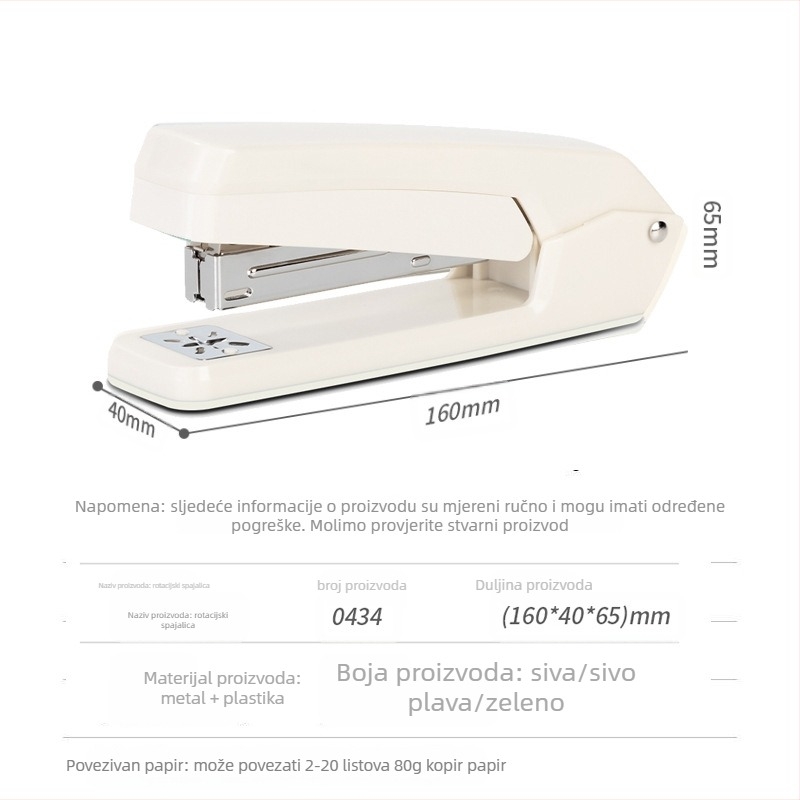 Deli 0434 okretni spajalica za učenike, ojačana konstrukcija, No.12 standard, multifunkcionalne uredske potrepštine