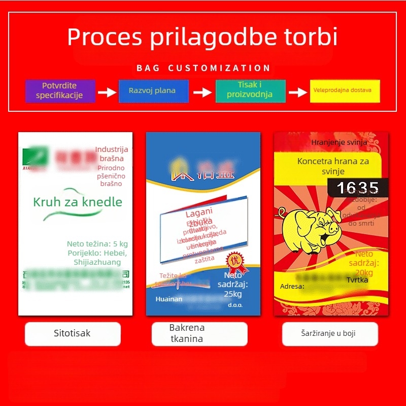 Plastična tkana vrećica s laminiranim tiskom, PP materijal, nosivost 10–100, vrećica za otpad