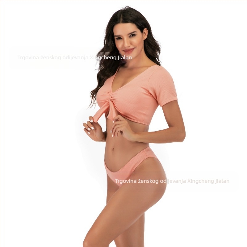 Dvostruki bikini od poliestera s jastučićima za prsa, tkanina 85% poliestera, 140 g, kratki rukavi, podstava poliester