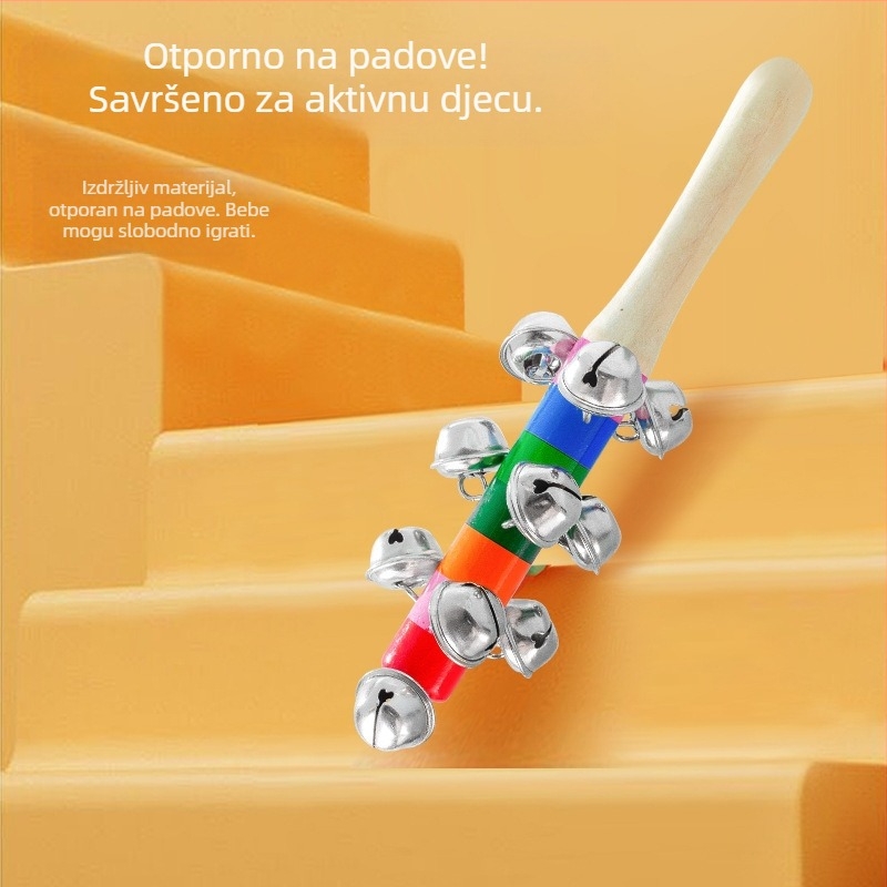 Dječji drveni drndalo u Orffovom stilu s 13 zvončića
