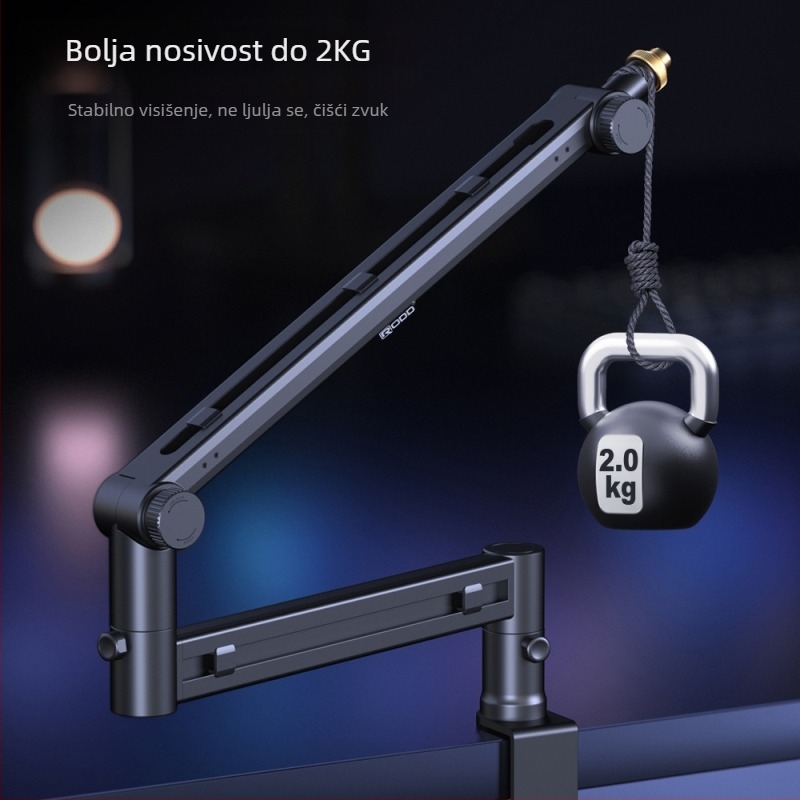 RODD AK-58 Mikrofon stalak za stolno postavljanje, podesivo upravljanje kabelima, kompatibilan s telefonom i PC-em za prijenos uživo i snimanje