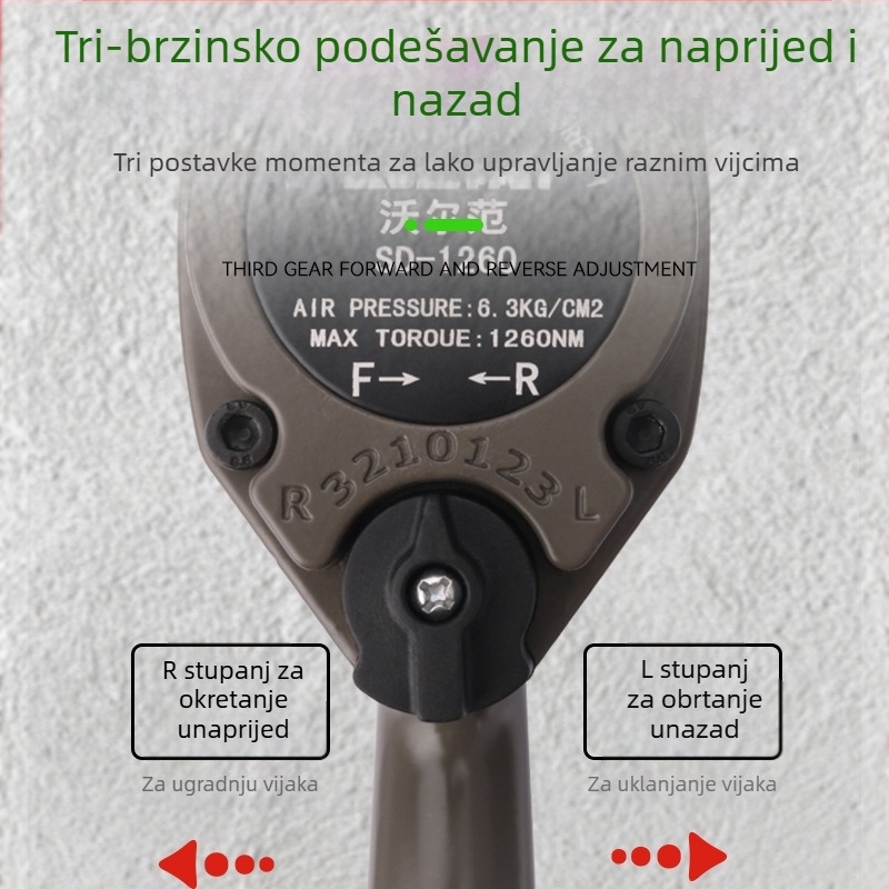 Industrijska razina pneumatski ključ s setom utičnica, 1/2 inča, visok moment