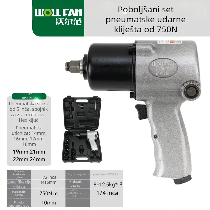 Industrijska razina pneumatski ključ s setom utičnica, 1/2 inča, visok moment