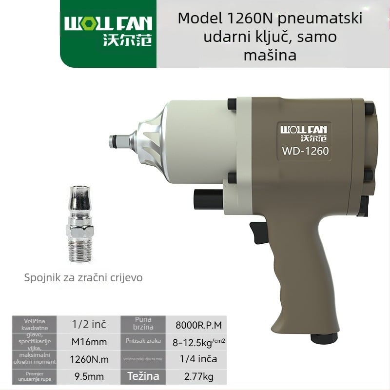 Industrijska razina pneumatski ključ s setom utičnica, 1/2 inča, visok moment