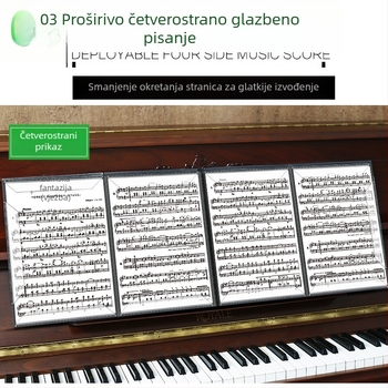Klip za partituru za klavir, šestostranični proširivi i sklopivi, A4 trostruko presavijanje, PERSEUS
