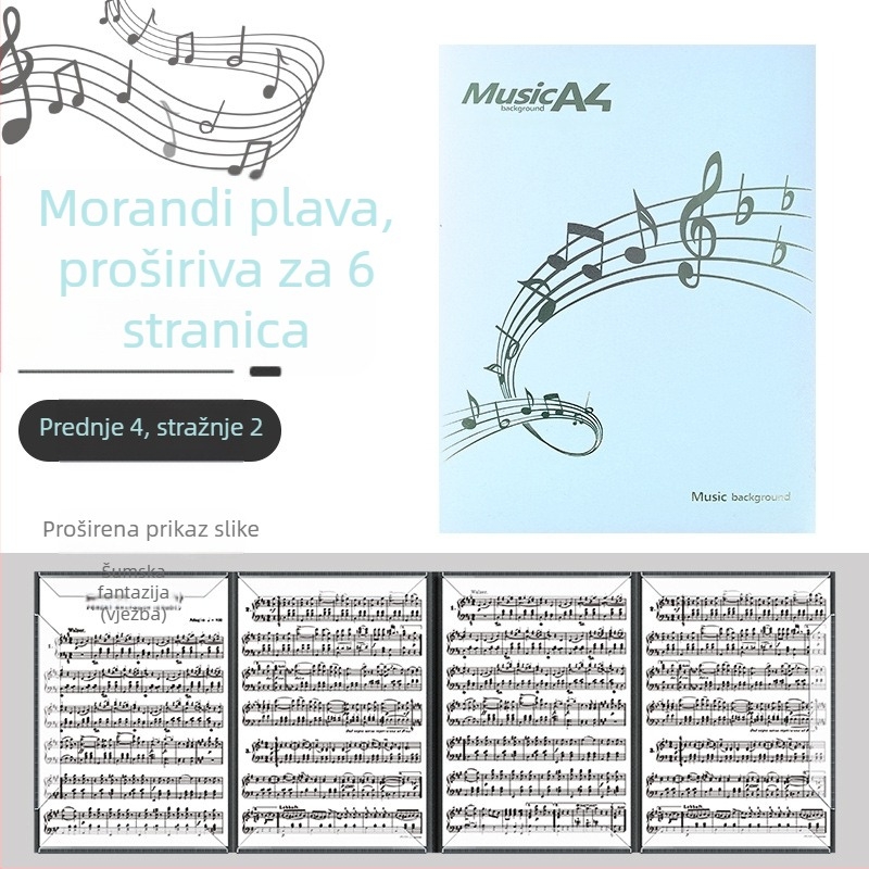 Klip za partituru za klavir, šestostranični proširivi i sklopivi, A4 trostruko presavijanje, PERSEUS