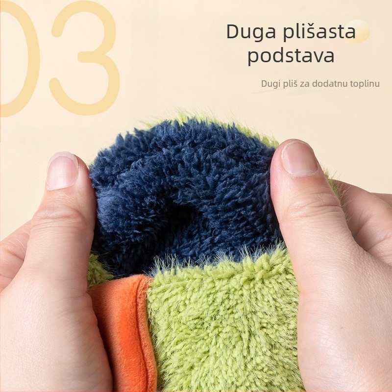 Zimske dječje pamučne papuče s dinosaurom, protuklizna TPR potplata, debele, jednostavno za obuvanje, za uzrast 1–6 godina