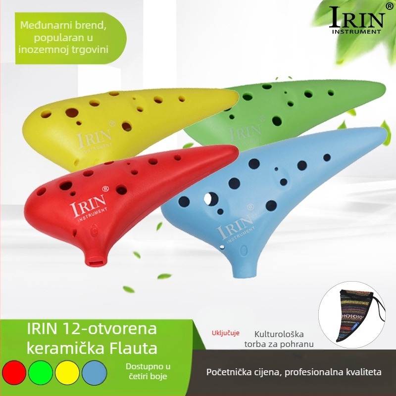IRIN 12-rupe ocarina u C-tonu od ABS smole, modeli SY-06/SY-20/SY-21/SY-22/SY-23, pakiranje: OPP vrećica
