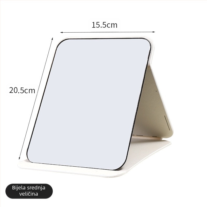 Stolno ogledalo za šminkanje s plastičnim okvirom, sklopivo i prijenosno za spavaću sobu ili kupaonu