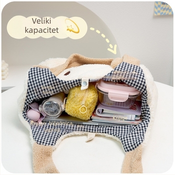 Crossbody torba od pliša, gradski stil, poliester, velika kapaciteta, horizontalni kvadratni oblik, džep za telefon