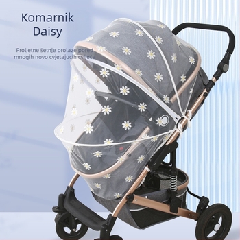 Mreža protiv komaraca za dječja kolica, sklopiva, s potpuno pokrićem, plastični okvir