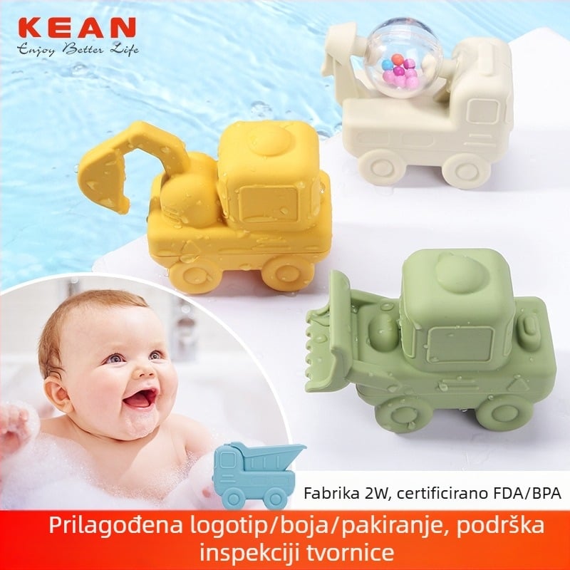 Silikonska igračka za kupanje – inženjersko vozilo s raspršivačem vode, plutajući auto, interaktivno kupanje za bebe od 0 do 2 godine