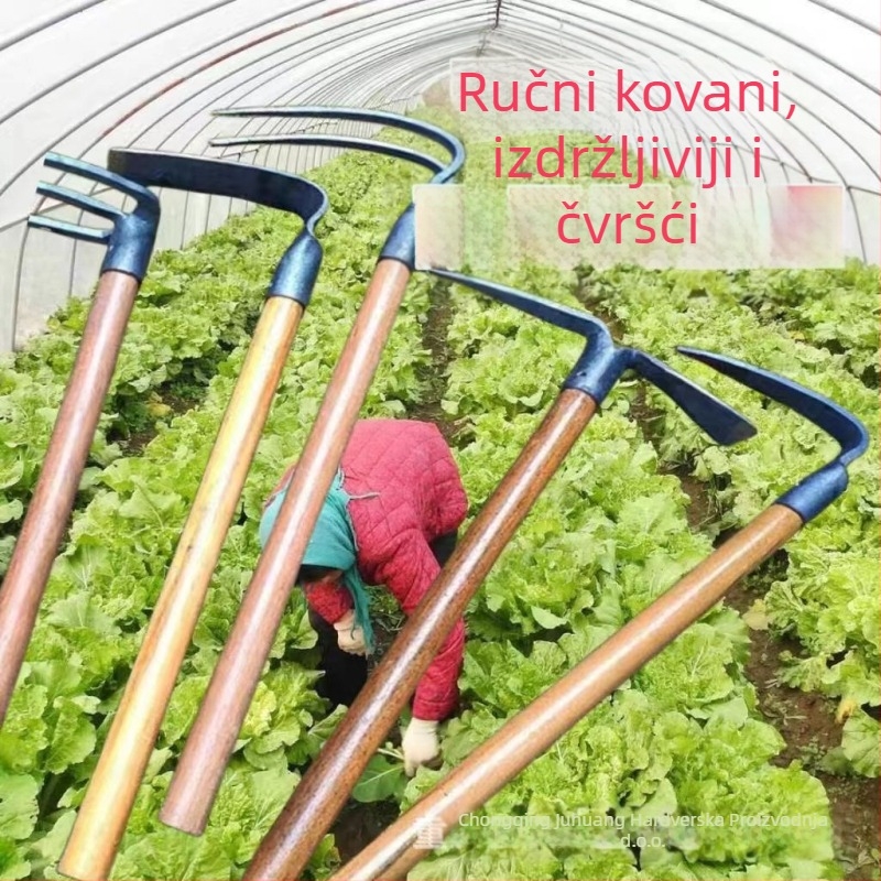 Vrtna motika s drvenom drškom i glavom od lijevanog željeza, model 773.2, za uređenje krajolika i sadnju povrća