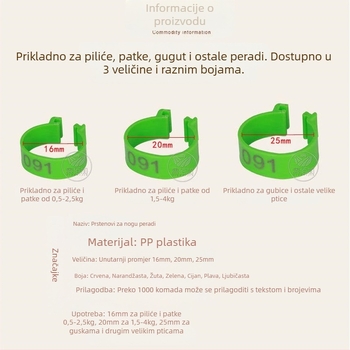 Označujući prsten peradi s otvorenom kopčom – za kokoši, patke i guske – Xin Baijia