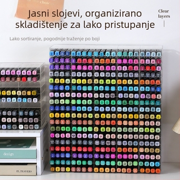 Stalak za markere za stolno korištenje, proziran, velika kapaciteta, višeslojni pretinci