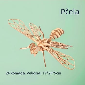 Dječji drveni 3D slagalica s temom kukaca — DIY set, edukativna igra za uzrast 4–6 godina, prilagodljivo