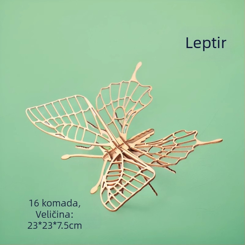 Dječji drveni 3D slagalica s temom kukaca — DIY set, edukativna igra za uzrast 4–6 godina, prilagodljivo