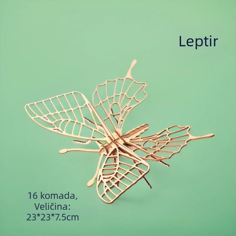 Dječji drveni 3D slagalica s temom kukaca — DIY set, edukativna igra za uzrast 4–6 godina, prilagodljivo