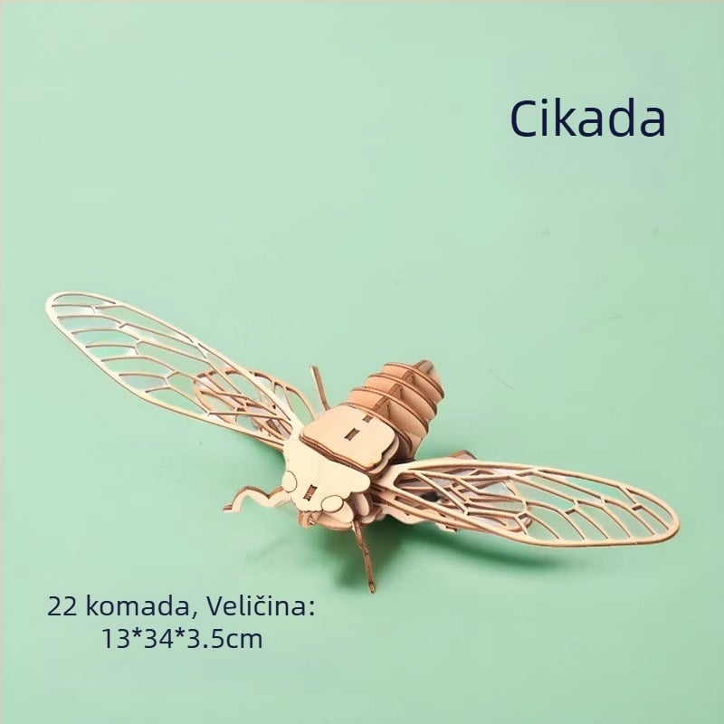 Dječji drveni 3D slagalica s temom kukaca — DIY set, edukativna igra za uzrast 4–6 godina, prilagodljivo