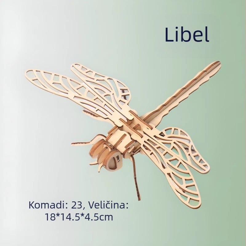 Dječji drveni 3D slagalica s temom kukaca — DIY set, edukativna igra za uzrast 4–6 godina, prilagodljivo