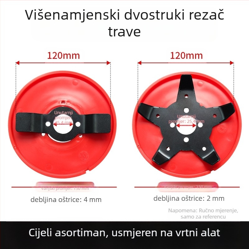 Benzinska kosačica: oštrica s dvostrukom glavom i višenamjenskom pločom za korov za travnjake, rižna polja i voćnjake