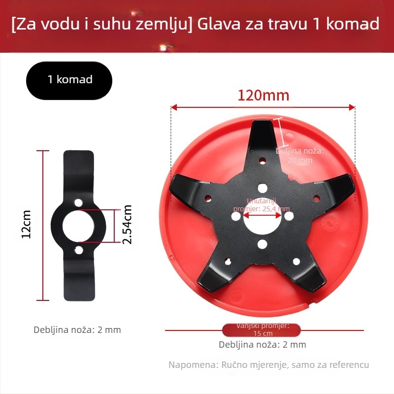Benzinska kosačica: oštrica s dvostrukom glavom i višenamjenskom pločom za korov za travnjake, rižna polja i voćnjake