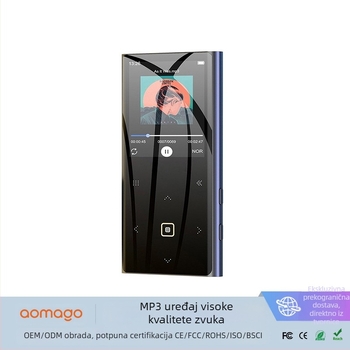 MP3 player s TF kartom, USB 2.0, podržava MP3/WMA/WAV formate, baterija 450 mAh, do 5 dana rada, izbornik na 24 jezika