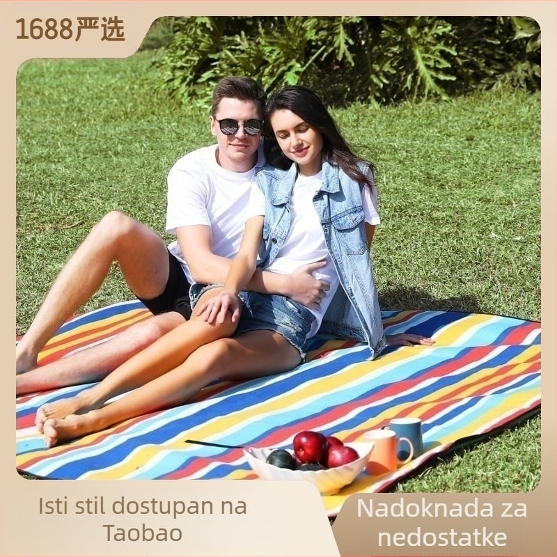 Bluebonny flanel piknik prostirka s aluminijskim filmom za zaštitu od vlage, za 4–6 osoba