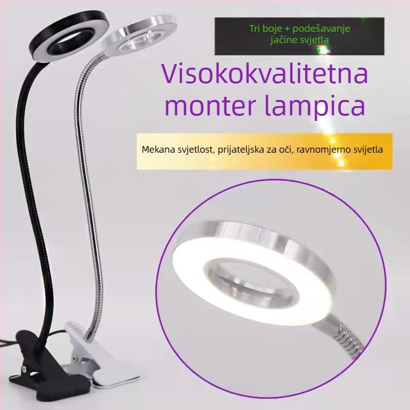 USB napajana LED clip svjetiljka, dodirno upravljanje, CRI ≥90, metalno sjenilo, CE potvrda