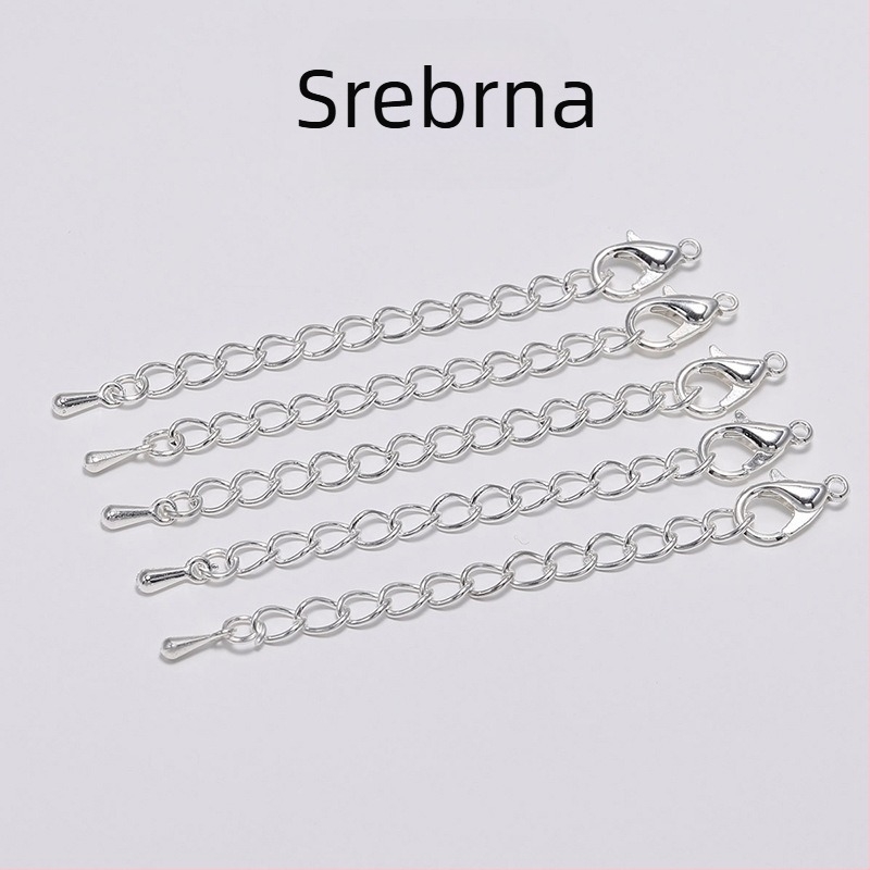 Produžni lanac za ogrlicu 5/7 mm s karabinom i završnim lancem u obliku kapljice vode, bakarom premazano željezo, DIY dodaci za nakit, rodijem premazani završni lanac