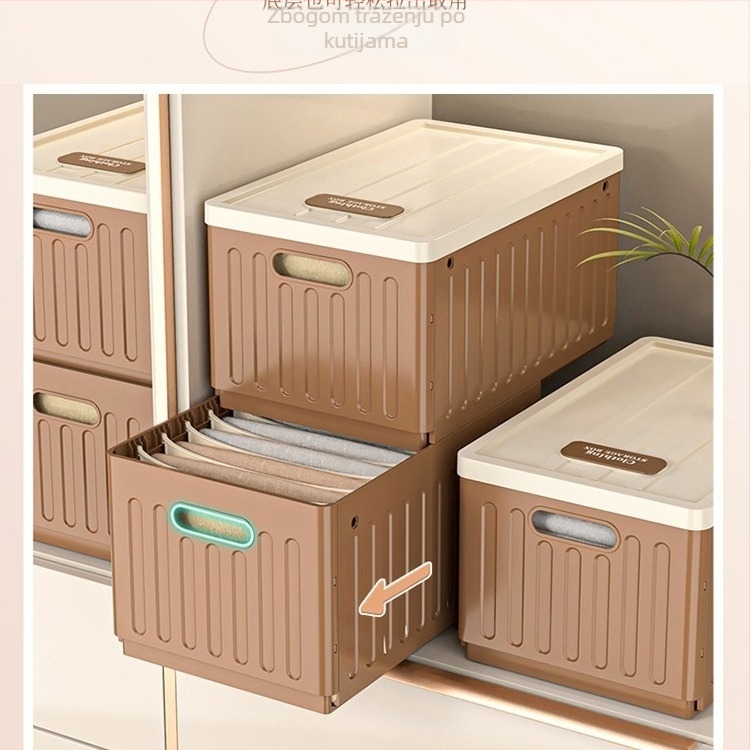 Hongwei kutija za garderobu za odlaganje hlača i donjeg rublja, sklopiva sa slojevitim pregradama i ladicama, 120 L kapaciteta, pravokutnog oblika, za spavaću sobu