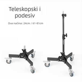 Stativ za rasvjetu za fotografiju od aluminijske legure, teški, s kolotura sustavom, sklopivi dvodjelni, visina 81 cm, nosivost 80 kg