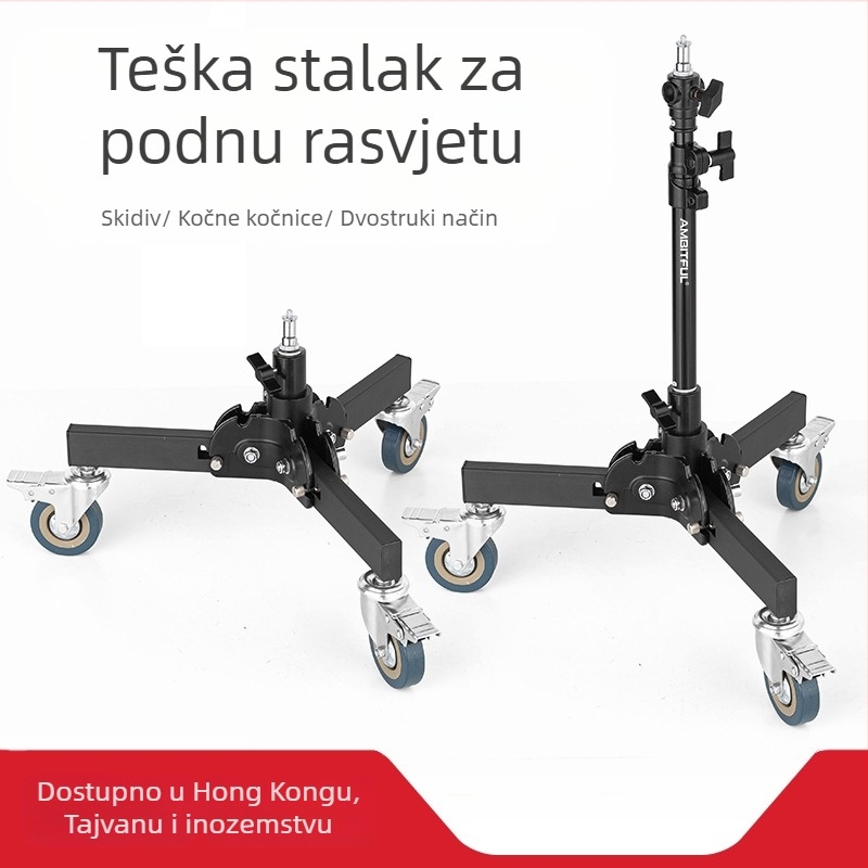 Stativ za rasvjetu za fotografiju od aluminijske legure, teški, s kolotura sustavom, sklopivi dvodjelni, visina 81 cm, nosivost 80 kg