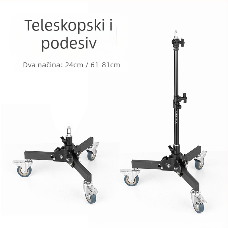 Stativ za rasvjetu za fotografiju od aluminijske legure, teški, s kolotura sustavom, sklopivi dvodjelni, visina 81 cm, nosivost 80 kg