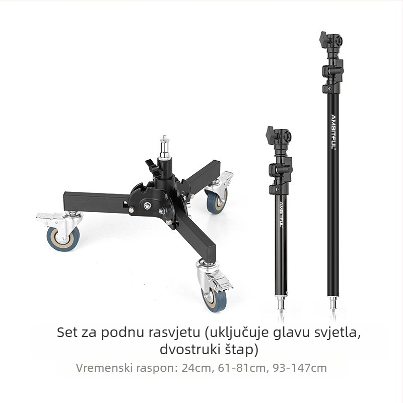 Stativ za rasvjetu za fotografiju od aluminijske legure, teški, s kolotura sustavom, sklopivi dvodjelni, visina 81 cm, nosivost 80 kg