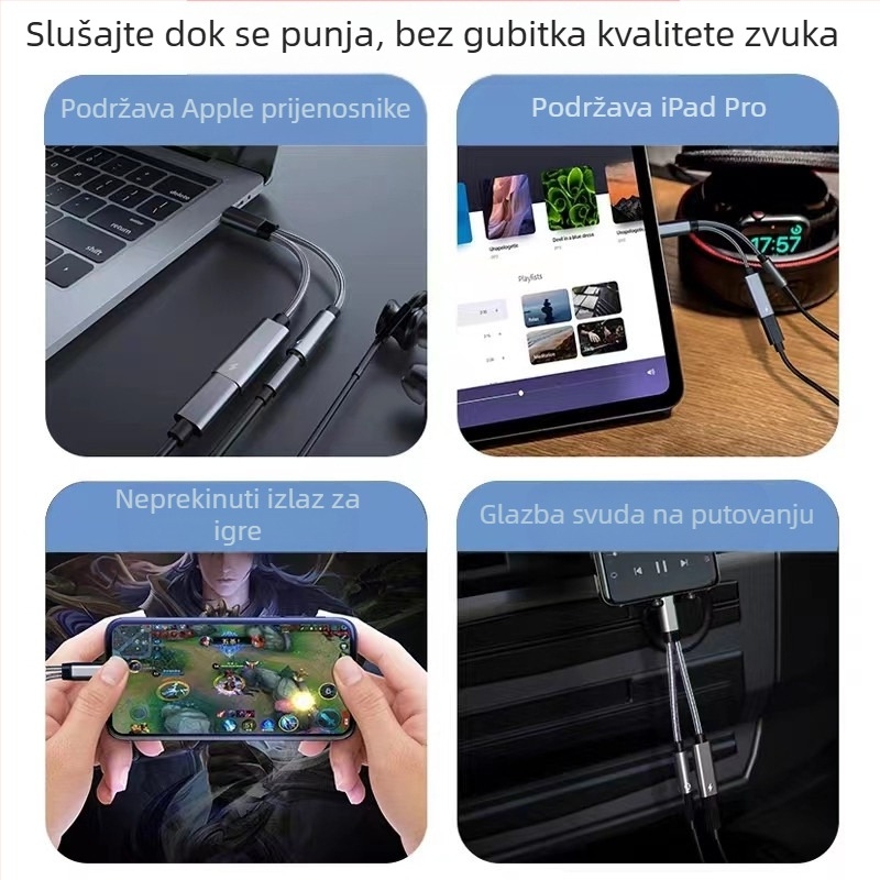 One Three Nine Model 003: Type-C na Type-C 3.5 mm 2-u-1 audio adapter za slušalice i auto s PD napajanjem, kompatibilan s Huawei i Xiaomi