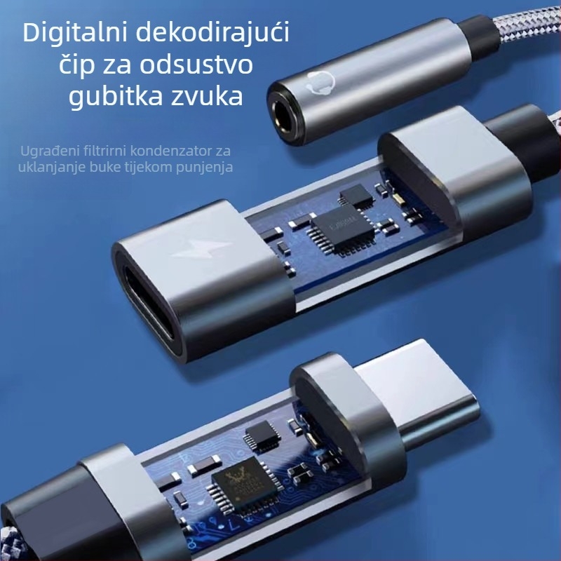 One Three Nine Model 003: Type-C na Type-C 3.5 mm 2-u-1 audio adapter za slušalice i auto s PD napajanjem, kompatibilan s Huawei i Xiaomi