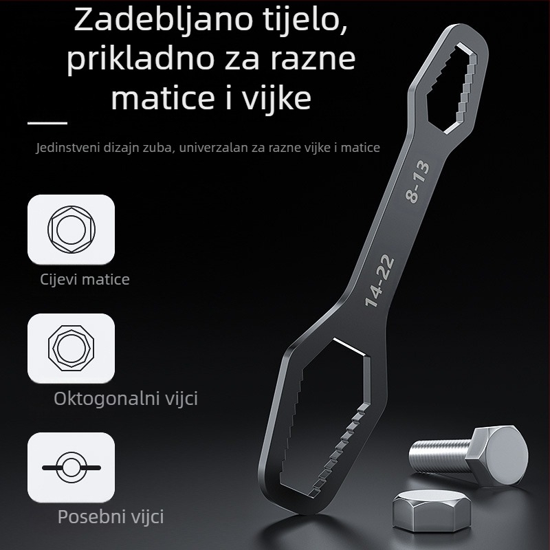 Višenamjenski set podesivih ključeva s glavom u obliku šljive, dvostrani, automatsko zatezanje