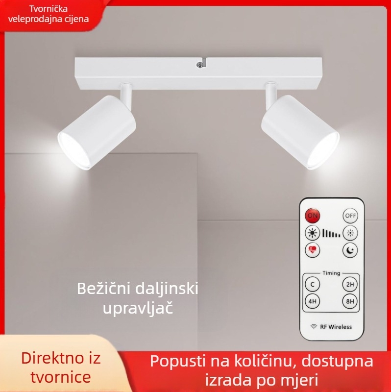 Nordijska LED stropna svjetiljka za površinski montažu, dvostruka glava za hodnike, bez bušenja i žica, pogodna za dnevni boravak ili spavaću sobu.