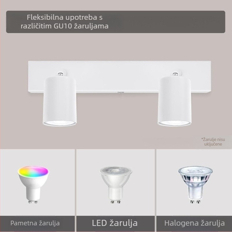 Nordijska LED stropna svjetiljka za površinski montažu, dvostruka glava za hodnike, bez bušenja i žica, pogodna za dnevni boravak ili spavaću sobu.